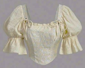 Adult Female Costumes to Hire - Yellow Puff Sleeve Crop Bouse - L